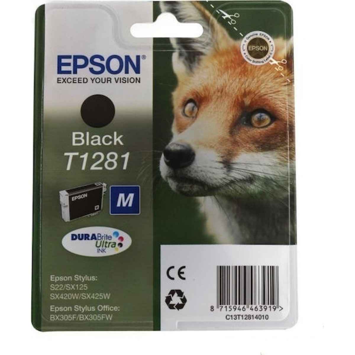 Epson T1281M Γνήσιο Μελάνι Εκτυπωτή InkJet Μαύρο (C13T12814010)
