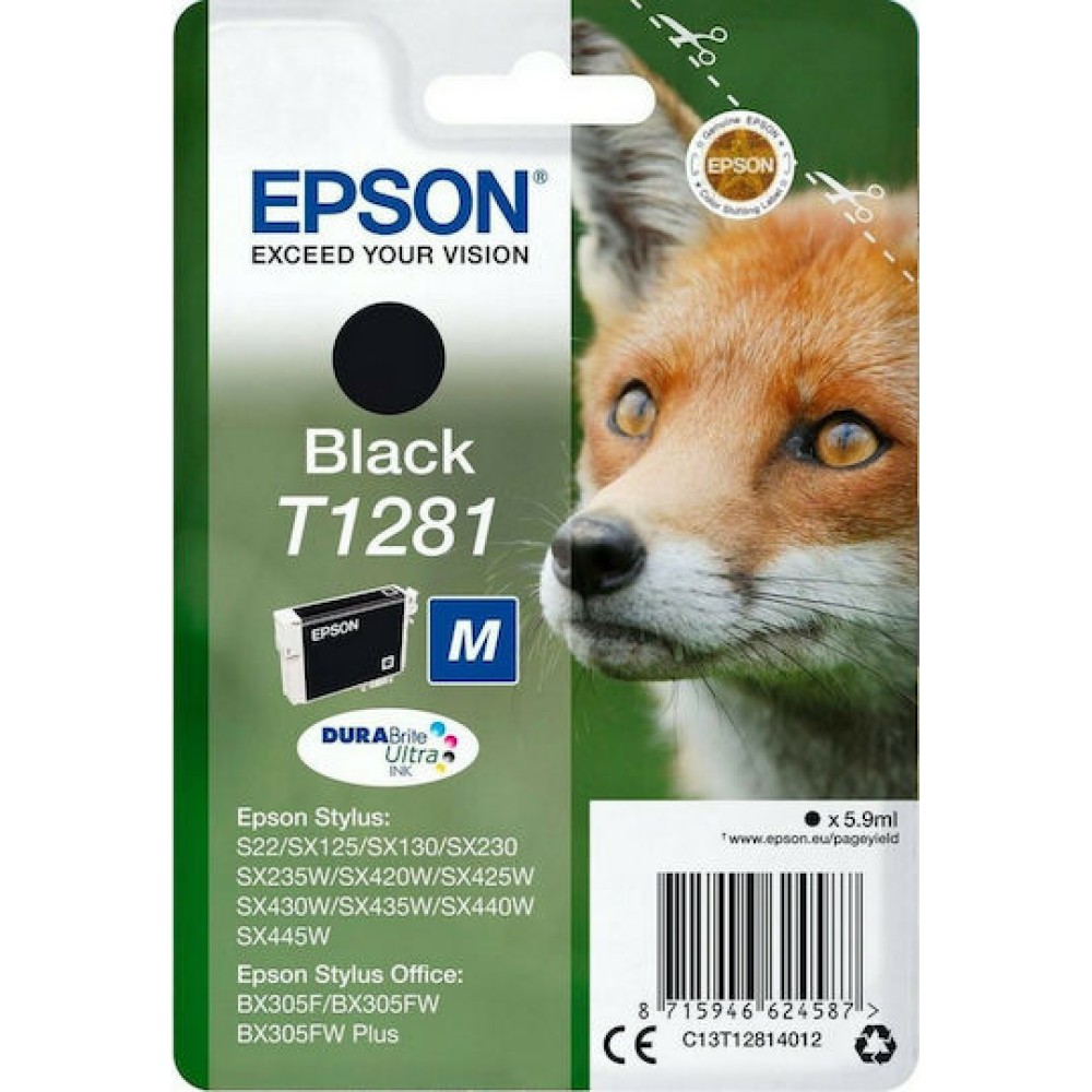 Epson T1281M Γνήσιο Μελάνι Εκτυπωτή InkJet Μαύρο (C13T12814010)
