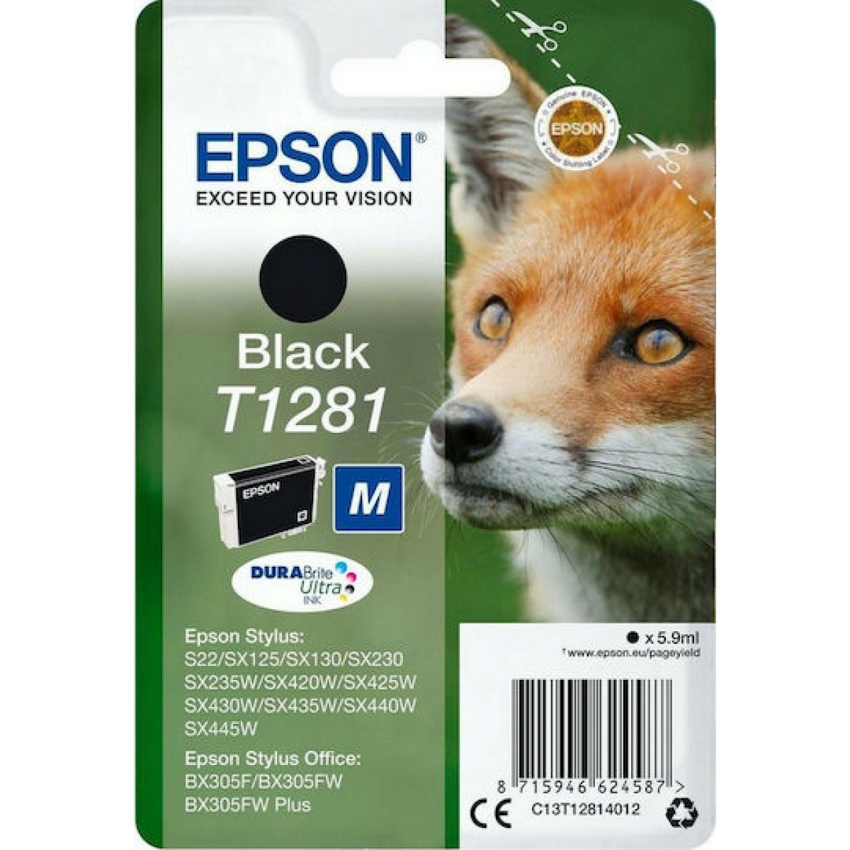 Epson T1281M Γνήσιο Μελάνι Εκτυπωτή InkJet Μαύρο (C13T12814010)