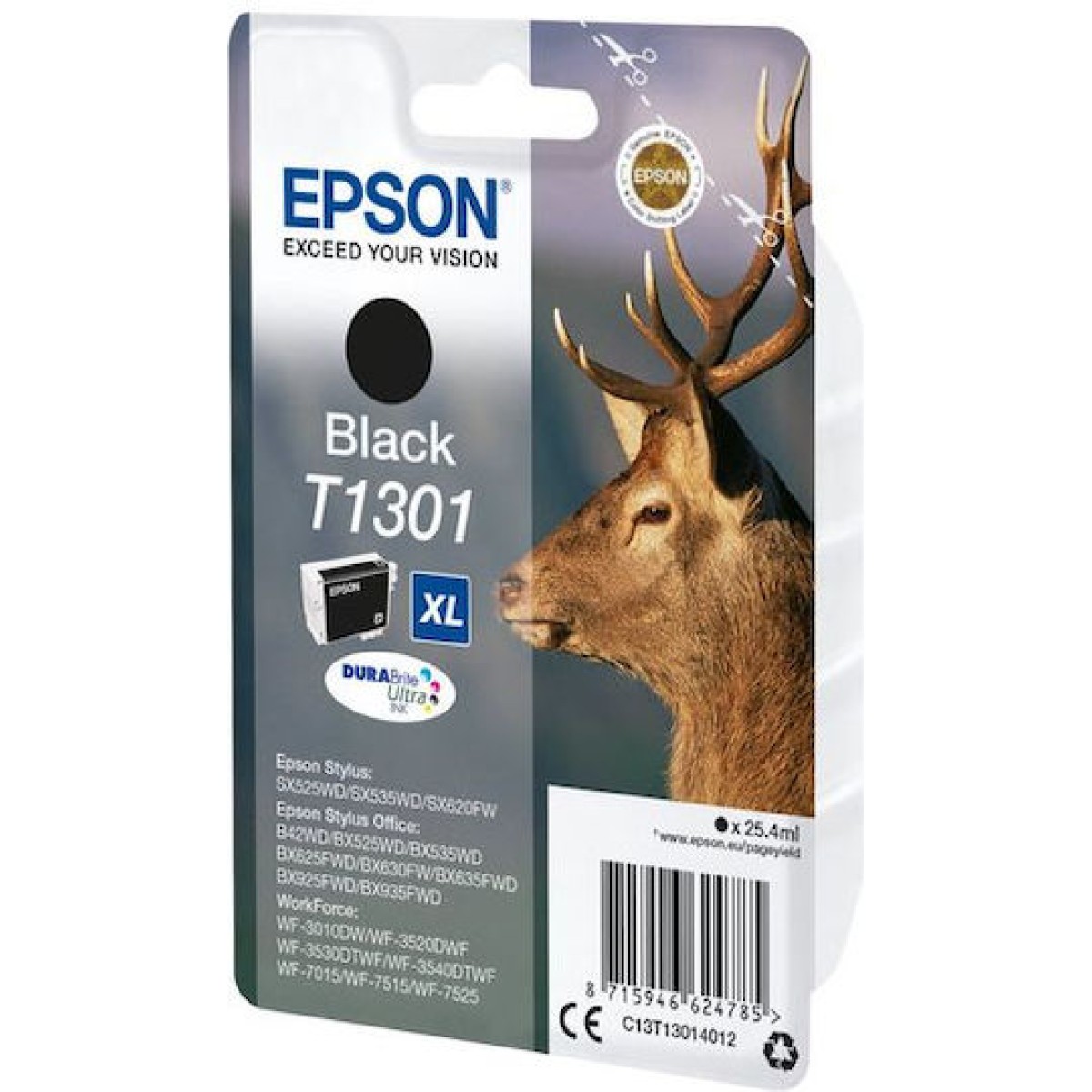 Epson T1301XL Γνήσιο Μελάνι Εκτυπωτή InkJet Μαύρο (C13T13014012 C13T13014010)