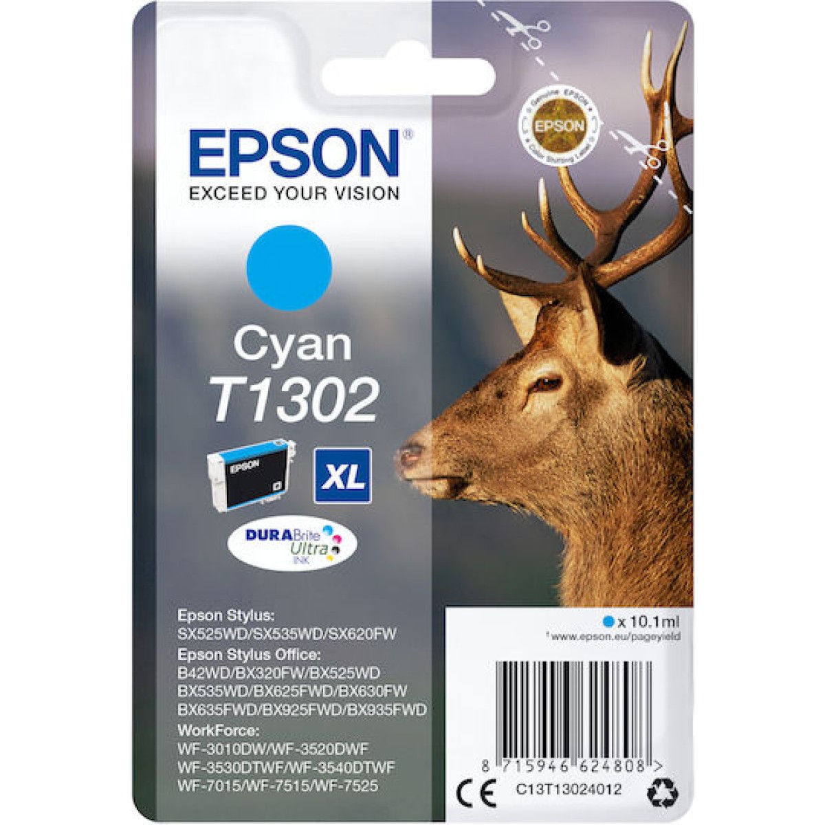 Epson T1302XL Γνήσιο Μελάνι Εκτυπωτή InkJet Κυανό (C13T13024010 C13T13024012)