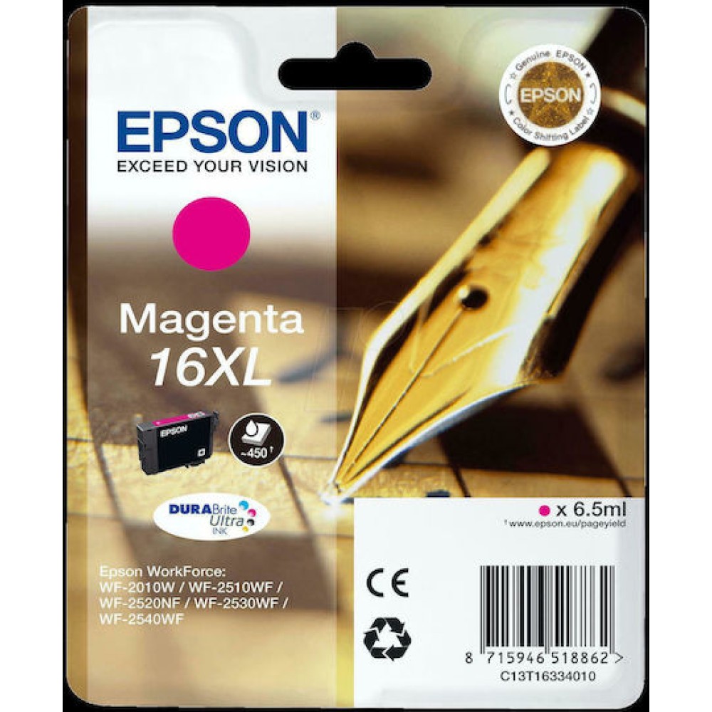 Epson 16XL Γνήσιο Μελάνι Εκτυπωτή InkJet Ματζέντα (C13T16334010 C13T16334012)