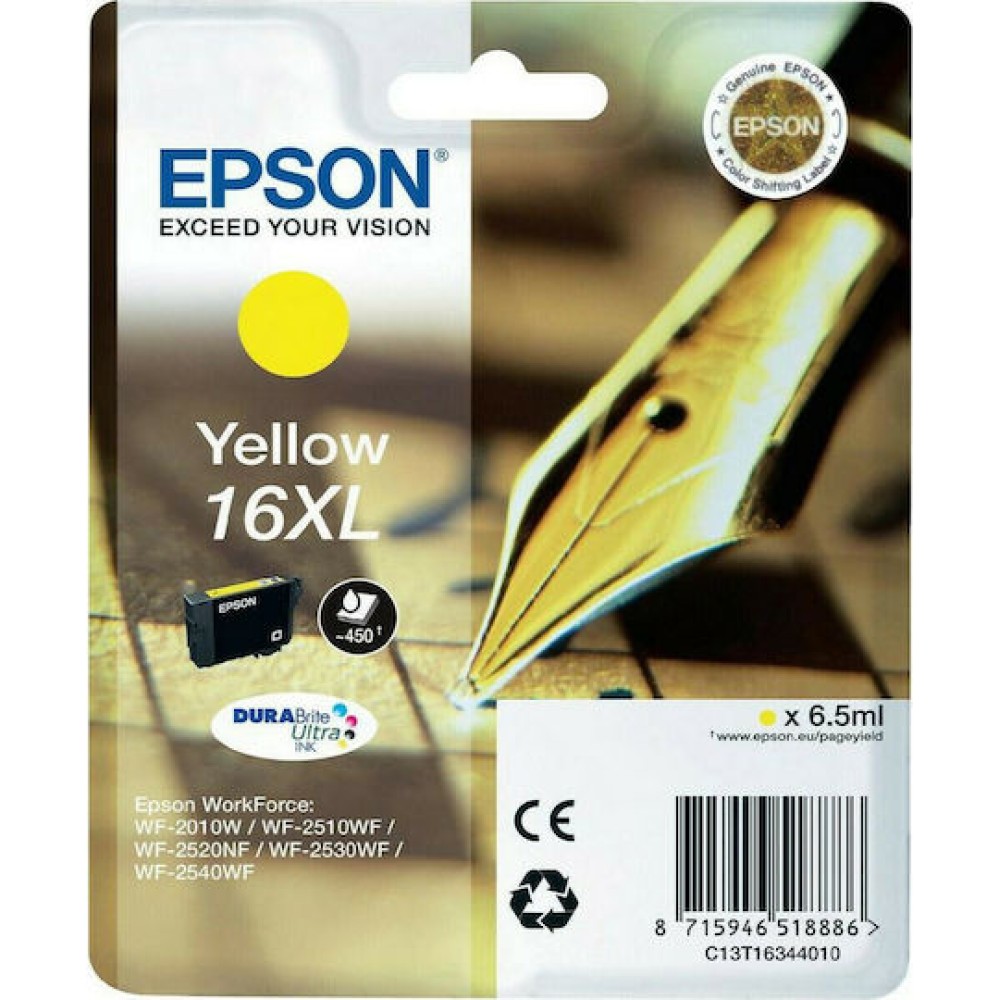 Epson 16XL Γνήσιο Μελάνι Εκτυπωτή InkJet Κίτρινο (C13T16344010 C13T16344012)