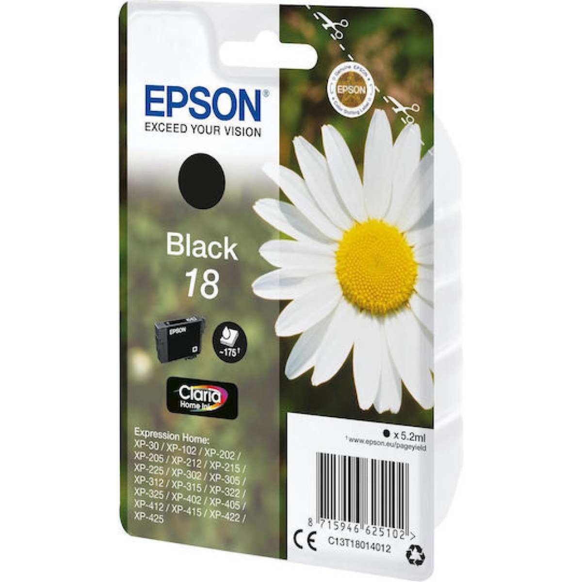 Epson 18 Γνήσιο Μελάνι Εκτυπωτή InkJet Μαύρο (C13T18014010 C13T18014012)