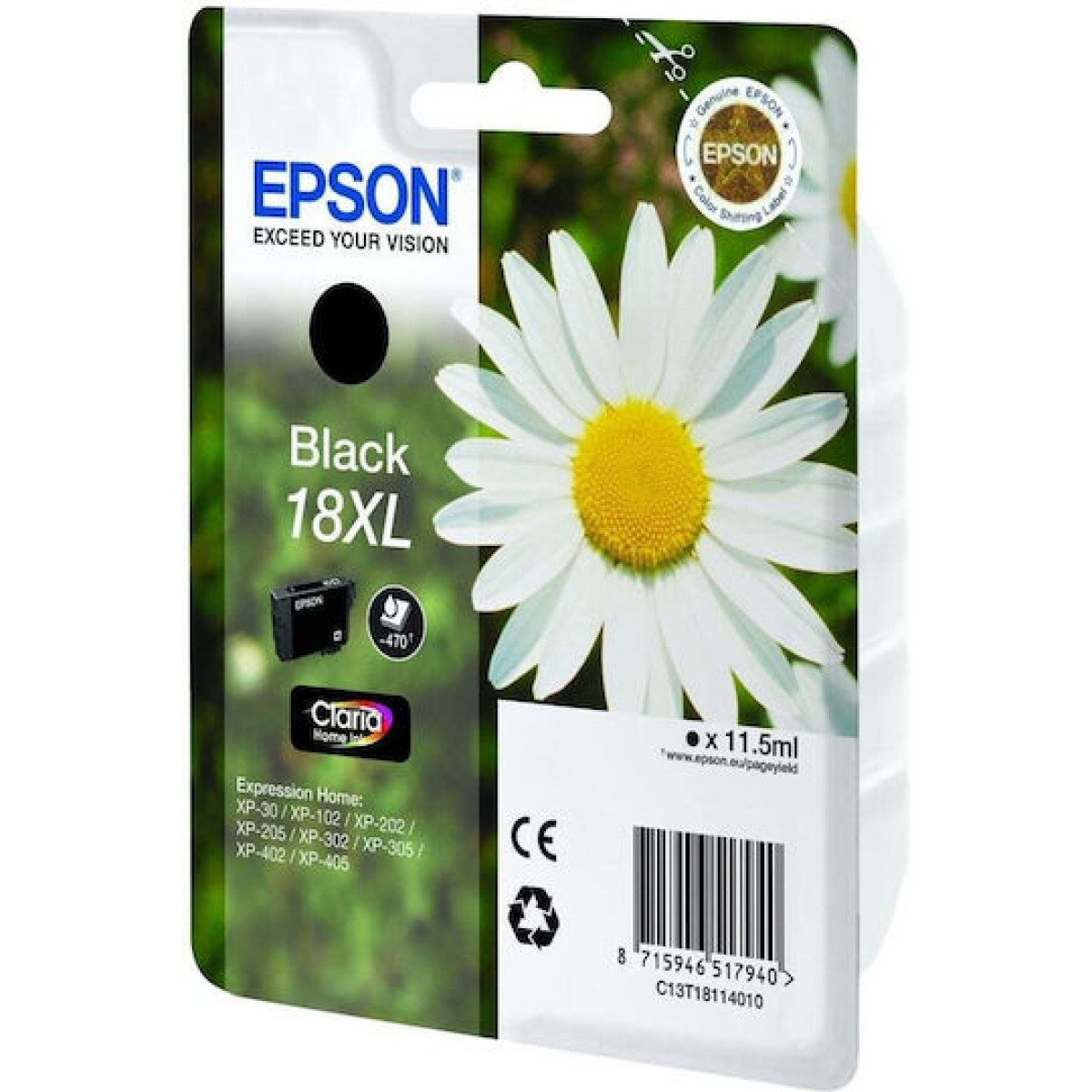 Epson 18XL Γνήσιο Μελάνι Εκτυπωτή InkJet Μαύρο (C13T18114012 C13T18114010)