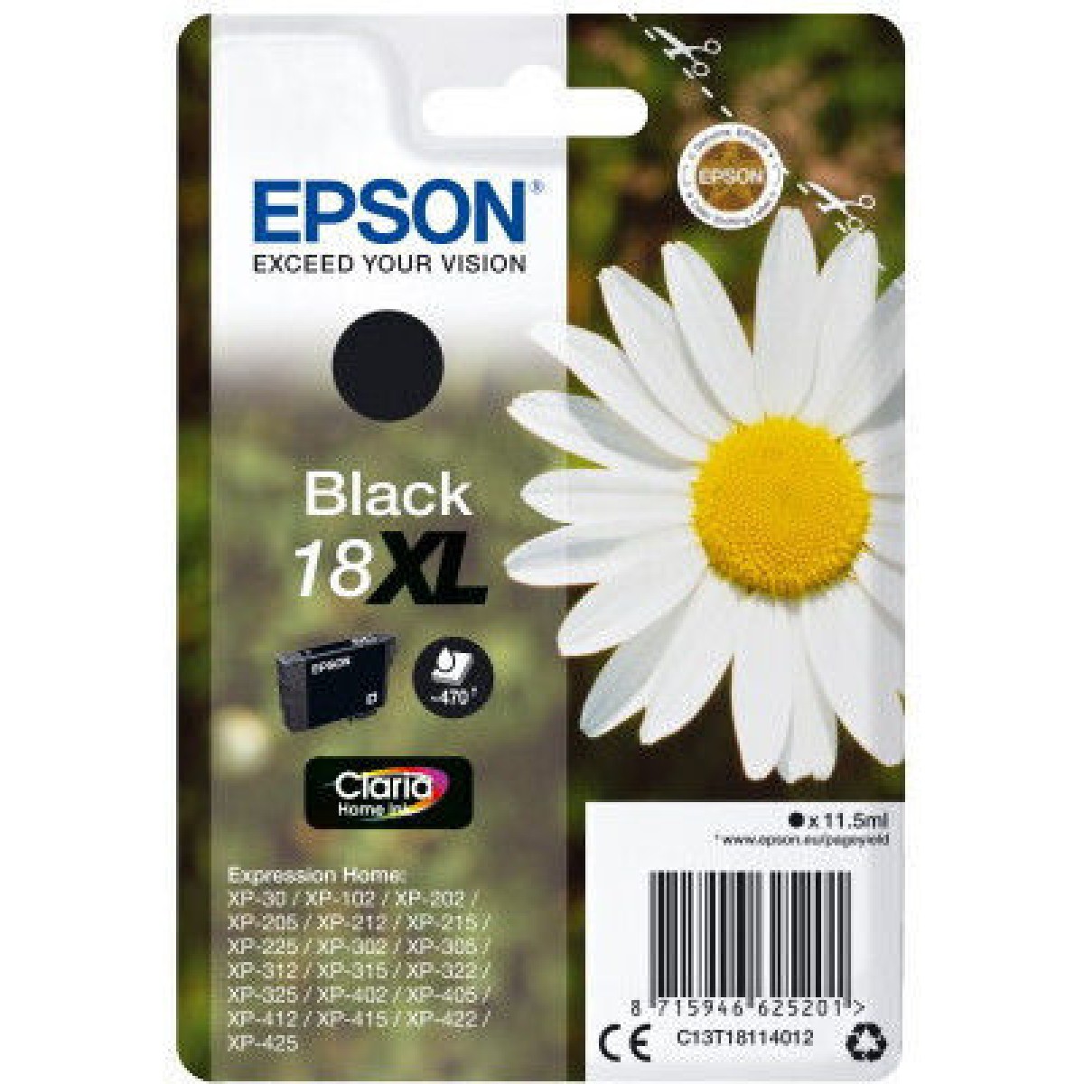 Epson 18XL Γνήσιο Μελάνι Εκτυπωτή InkJet Μαύρο (C13T18114012 C13T18114010)