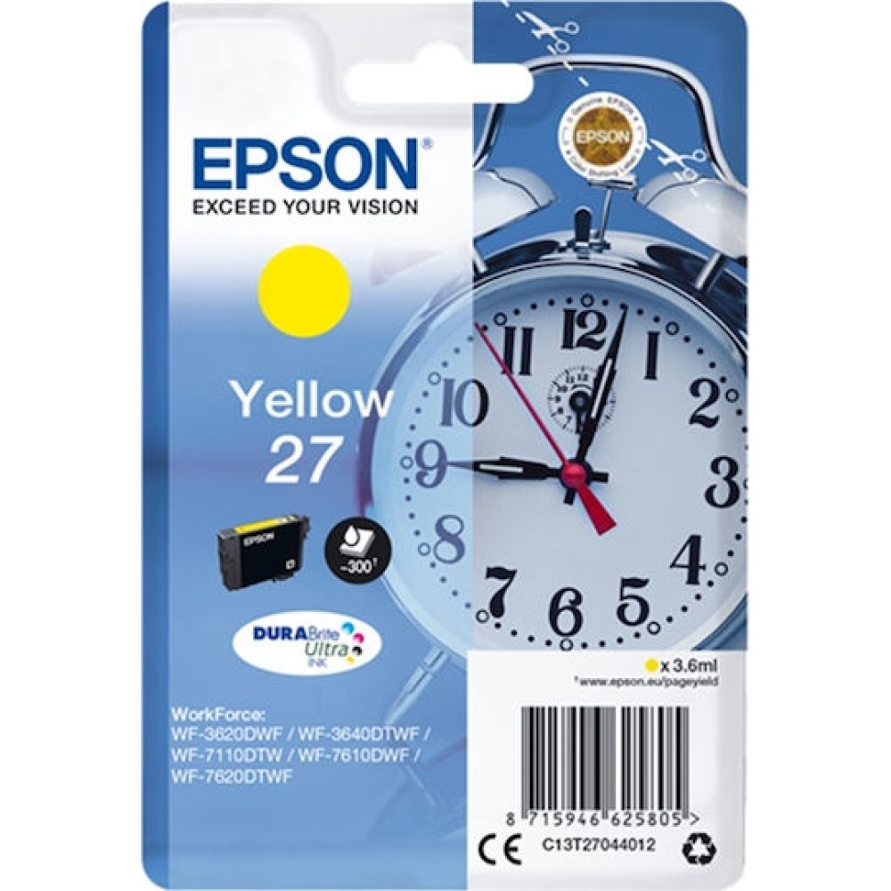Epson 27 Γνήσιο Μελάνι Εκτυπωτή InkJet Κίτρινο (C13T27044010 C13T27044012)
