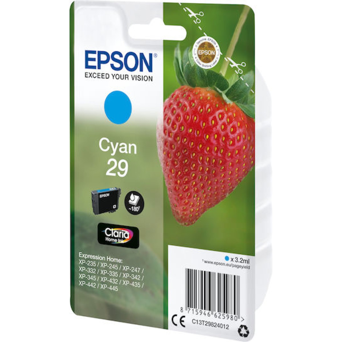 Epson 29 Γνήσιο Μελάνι Εκτυπωτή InkJet Κυανό (C13T29824010 C13T29824012)