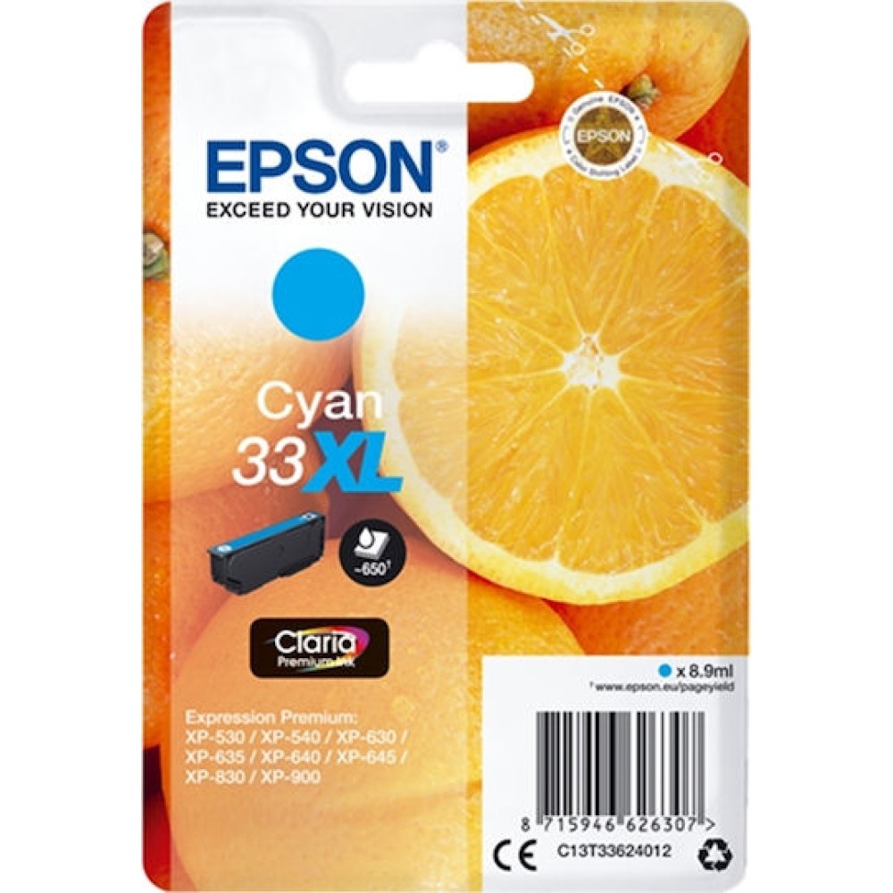 Epson 33XL Γνήσιο Μελάνι Εκτυπωτή InkJet Κυανό (C13T33624010 C13T33624012)