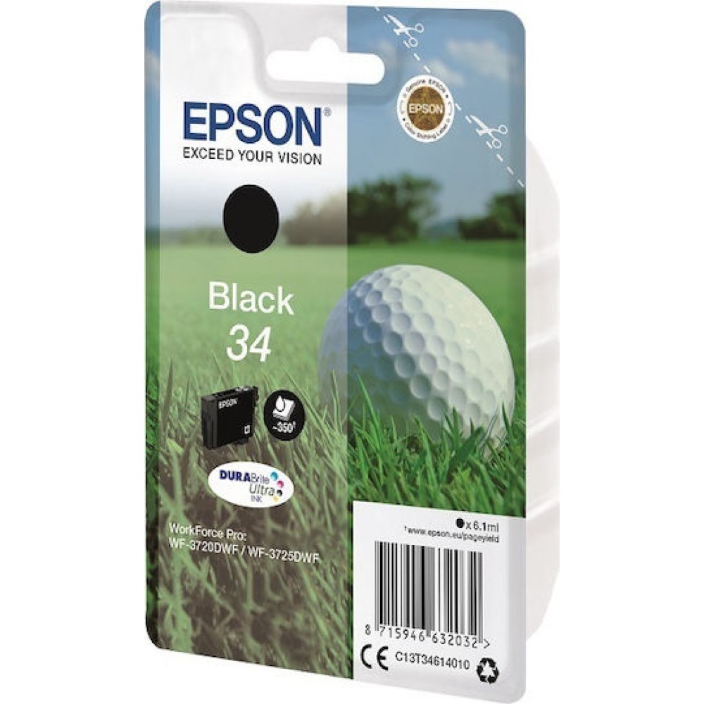 Epson 34 Γνήσιο Μελάνι Εκτυπωτή InkJet Μαύρο (C13T34614010)