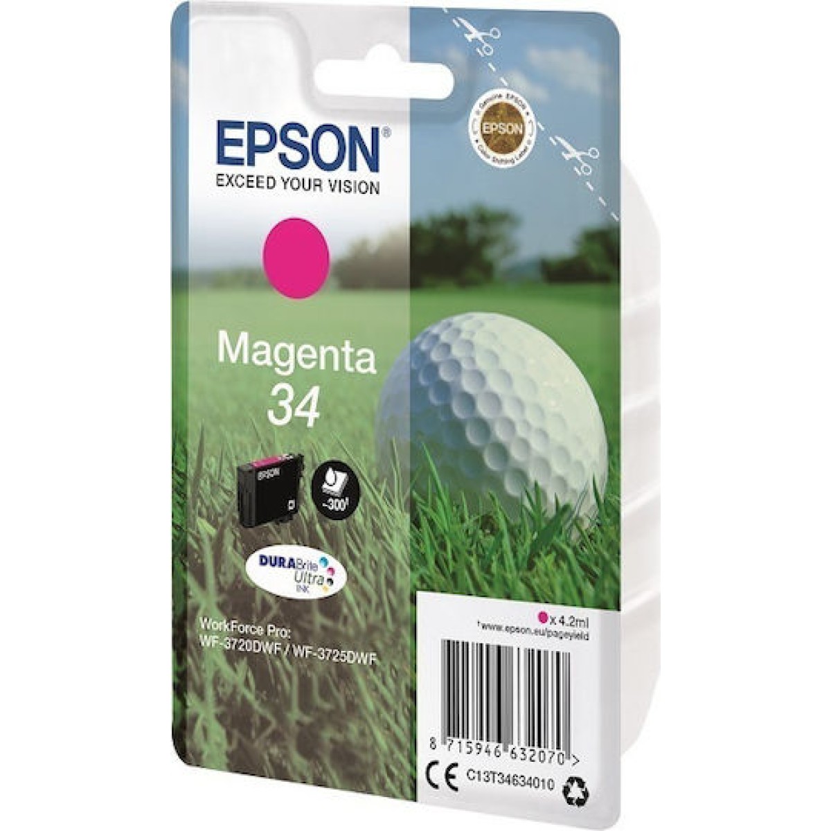 Epson 34 Γνήσιο Μελάνι Εκτυπωτή InkJet Ματζέντα (C13T34634010)