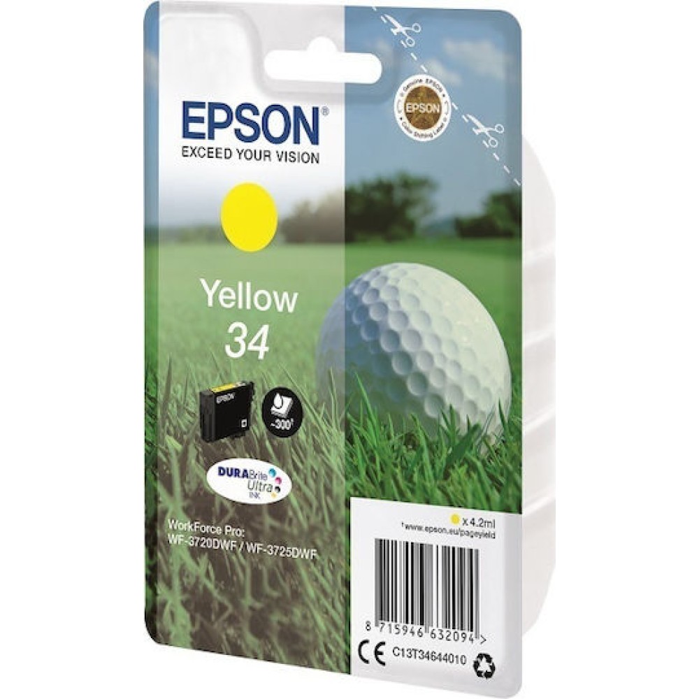 Epson 34 Γνήσιο Μελάνι Εκτυπωτή InkJet Κίτρινο (C13T34644010)