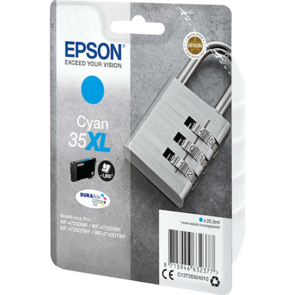 Epson 35XL Γνήσιο Μελάνι Εκτυπωτή InkJet Κυανό (C13T35924010)