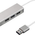 Digitus USB 3.0 Hub 3 Θυρών με σύνδεση USB-A / Ethernet Ασημί