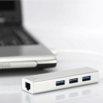 Digitus USB 3.0 Hub 3 Θυρών με σύνδεση USB-A / Ethernet Ασημί