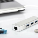 Digitus USB 3.0 Hub 3 Θυρών με σύνδεση USB-A / Ethernet Ασημί