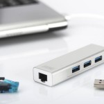 Digitus USB 3.0 Hub 3 Θυρών με σύνδεση USB-A / Ethernet Ασημί
