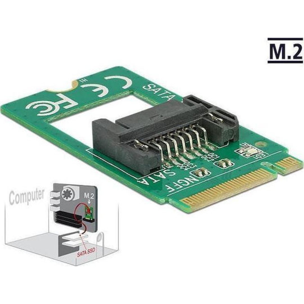 DeLock Adapter M.2 Key B male to SATA 7pin 2242