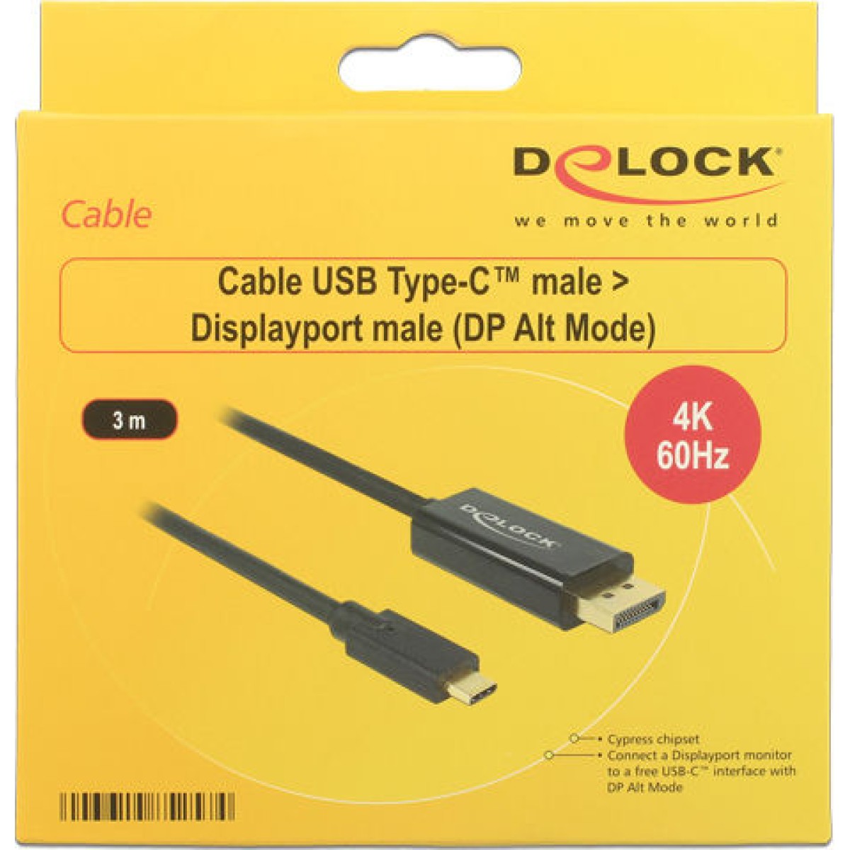 DeLock Regular USB 3.1 Cable USB-C male - DisplayPort Male Μαύρο 3m (85257)