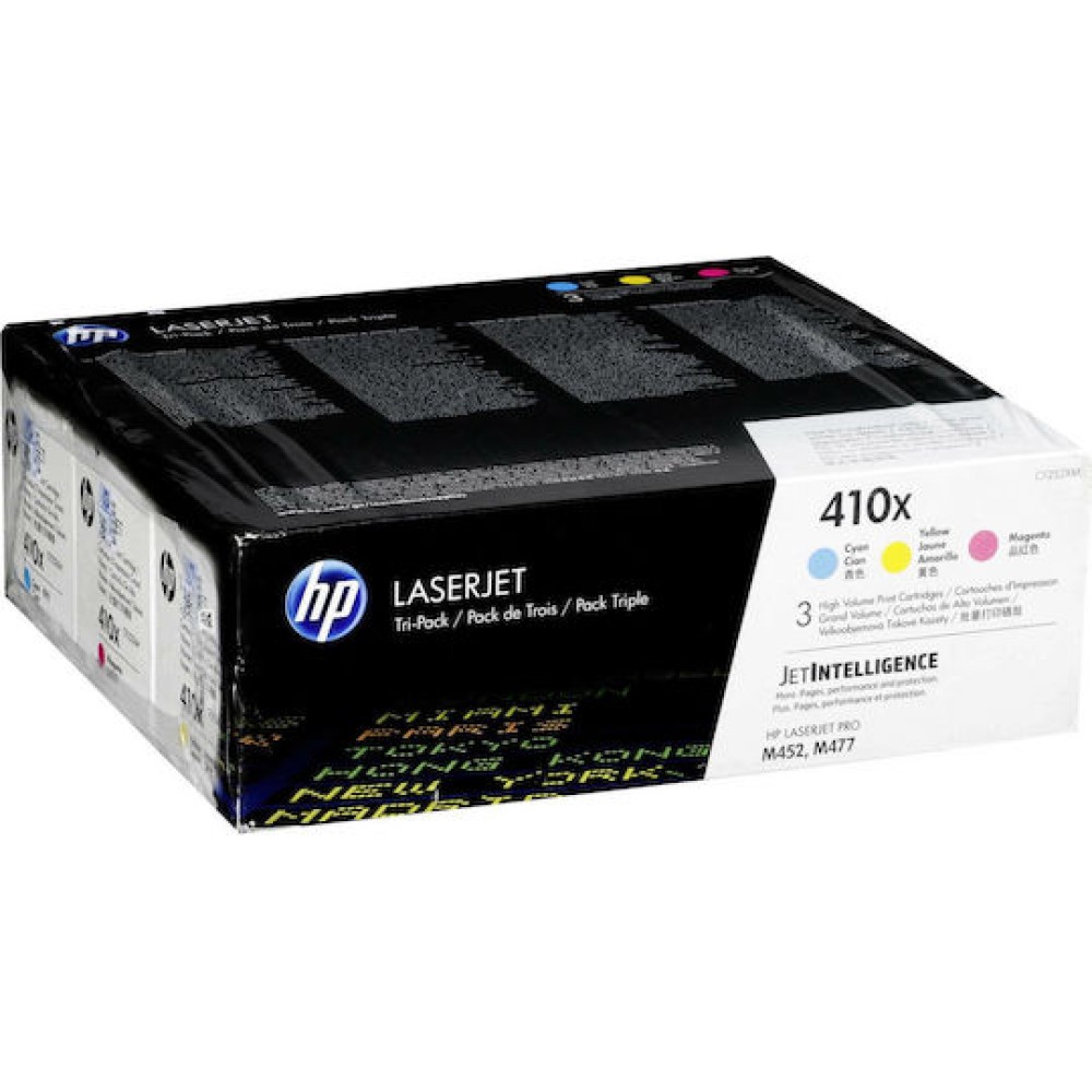 HP 410X Γνήσιο Multipack Toner Laser Εκτυπωτή Κίτρινο/Κυανό/Ματζέντα High Yield 3τμχ (CF252XM)