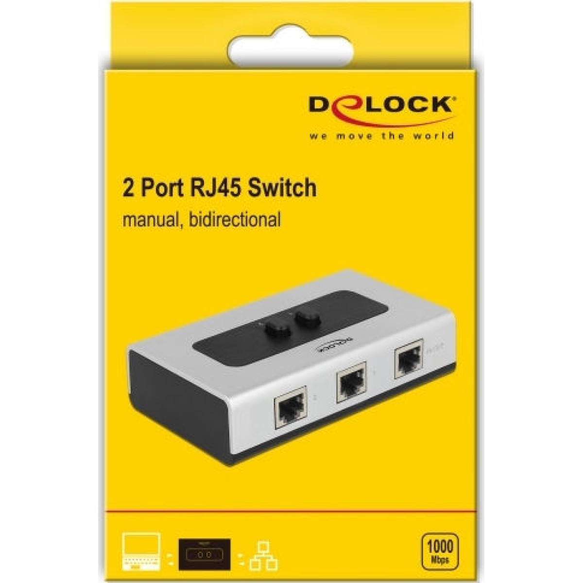 DeLock Switch RJ45 10/100/1000 Mbps 2 port manual bidirectional