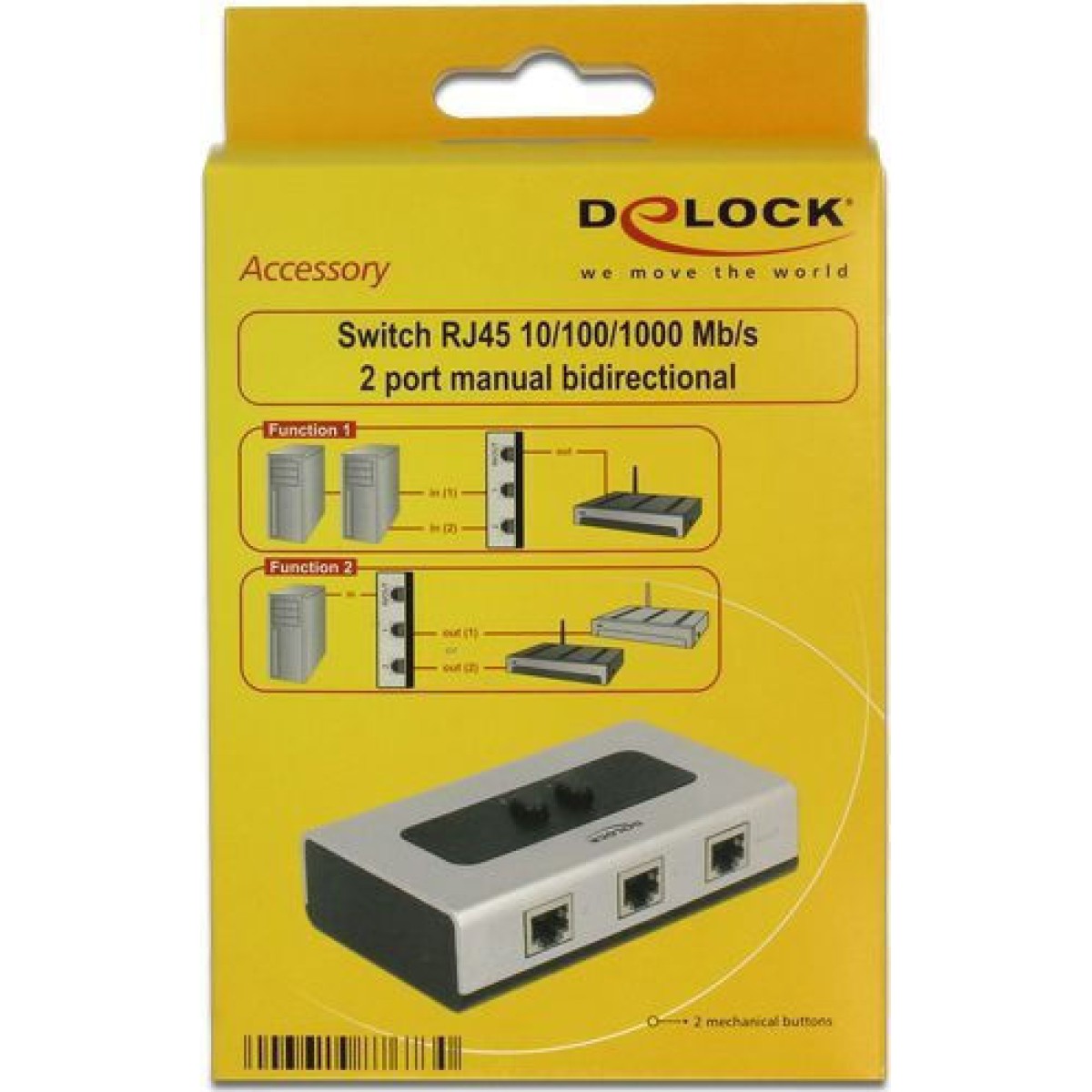 DeLock Switch RJ45 10/100/1000 Mbps 2 port manual bidirectional
