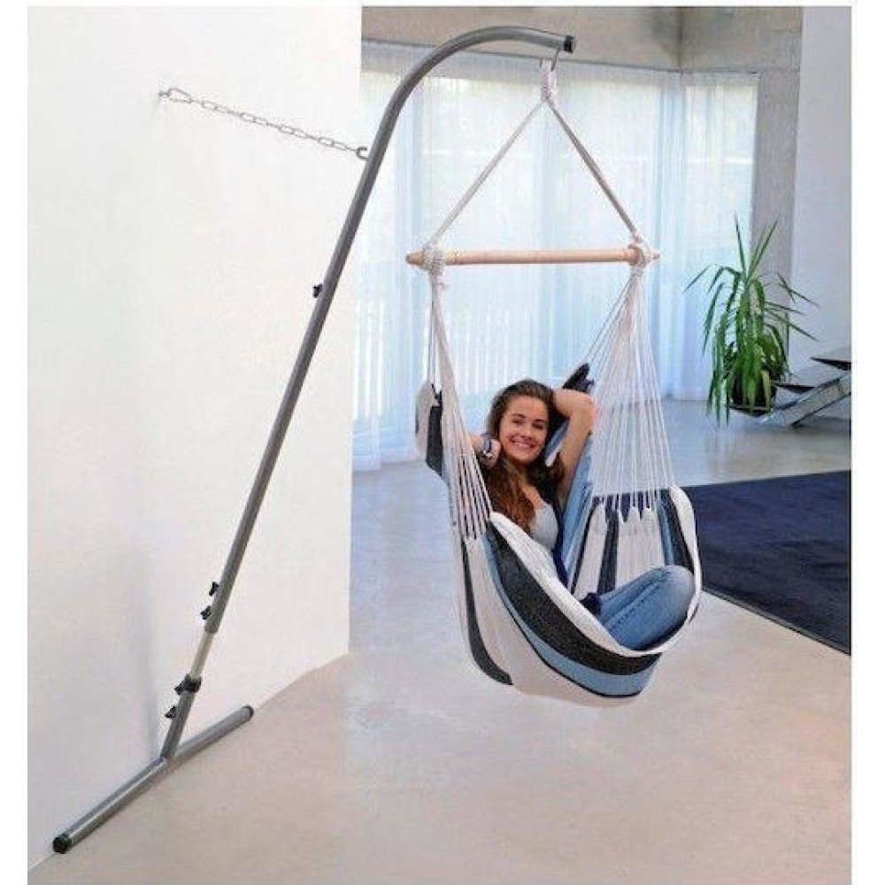 Amazonas Palmera Πτυσσόμενη Βάση Αιώρας από Μέταλλο σε Ασημί Χρώμα 60x100x250cm