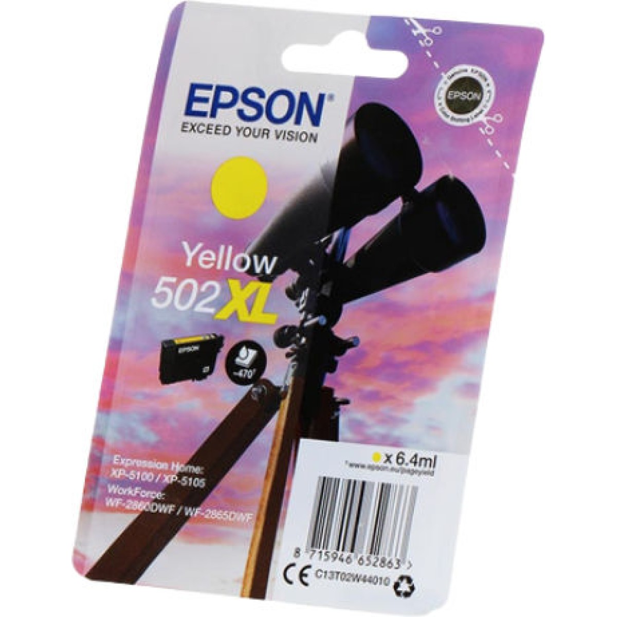 Epson 502XL Γνήσιο Μελάνι Εκτυπωτή InkJet Κίτρινο (C13T02W44010)