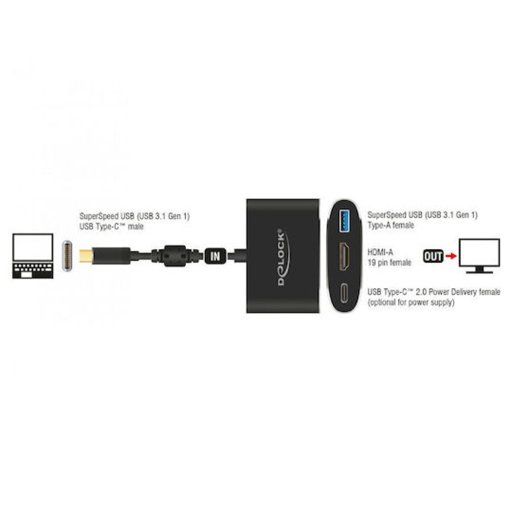 DeLock 62991 USB-C Docking Station με HDMI 4K PD Γκρι
