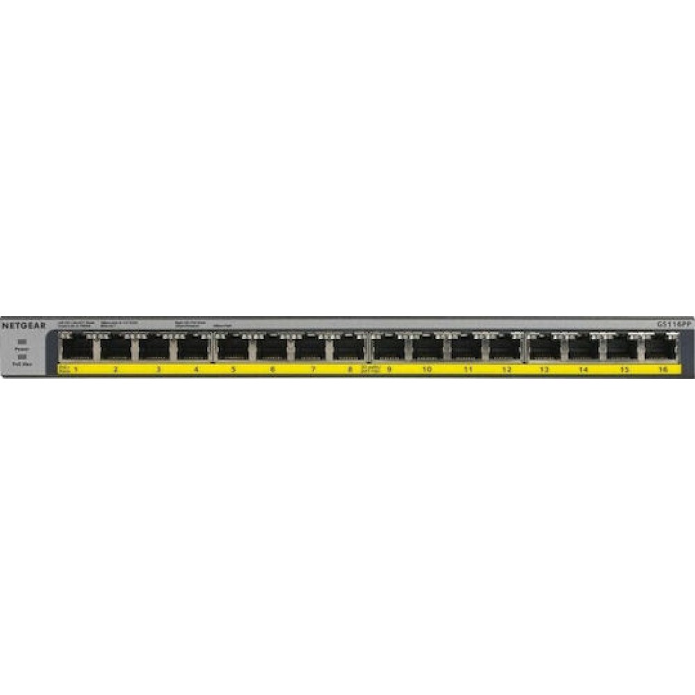 NetGear GS116PP Unmanaged L2 PoE+ Switch με 16 Θύρες Gigabit (1Gbps) Ethernet