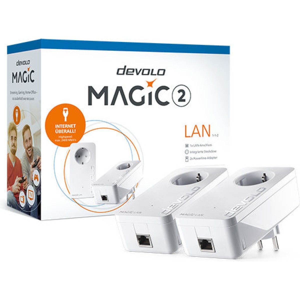 Devolo Magic 1 LAN 1-1-2 (DE) Powerline Διπλού Kit για Ενσύρματη Σύνδεση και Θύρα Gigabit Ethernet