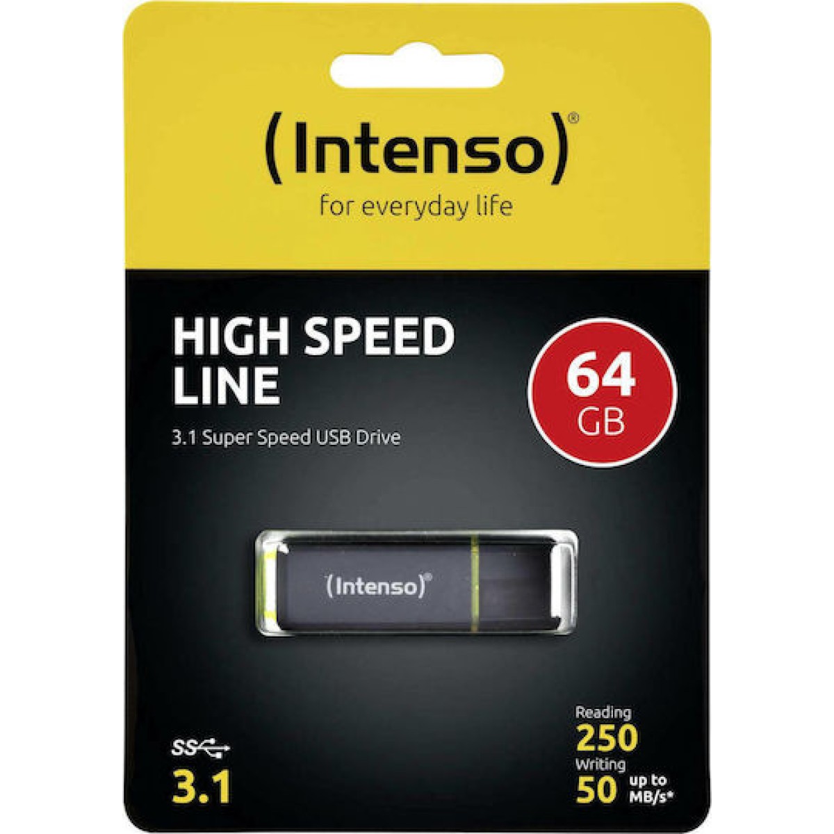 Intenso High Speed Line 64GB USB 3.1 Stick Μαύρο