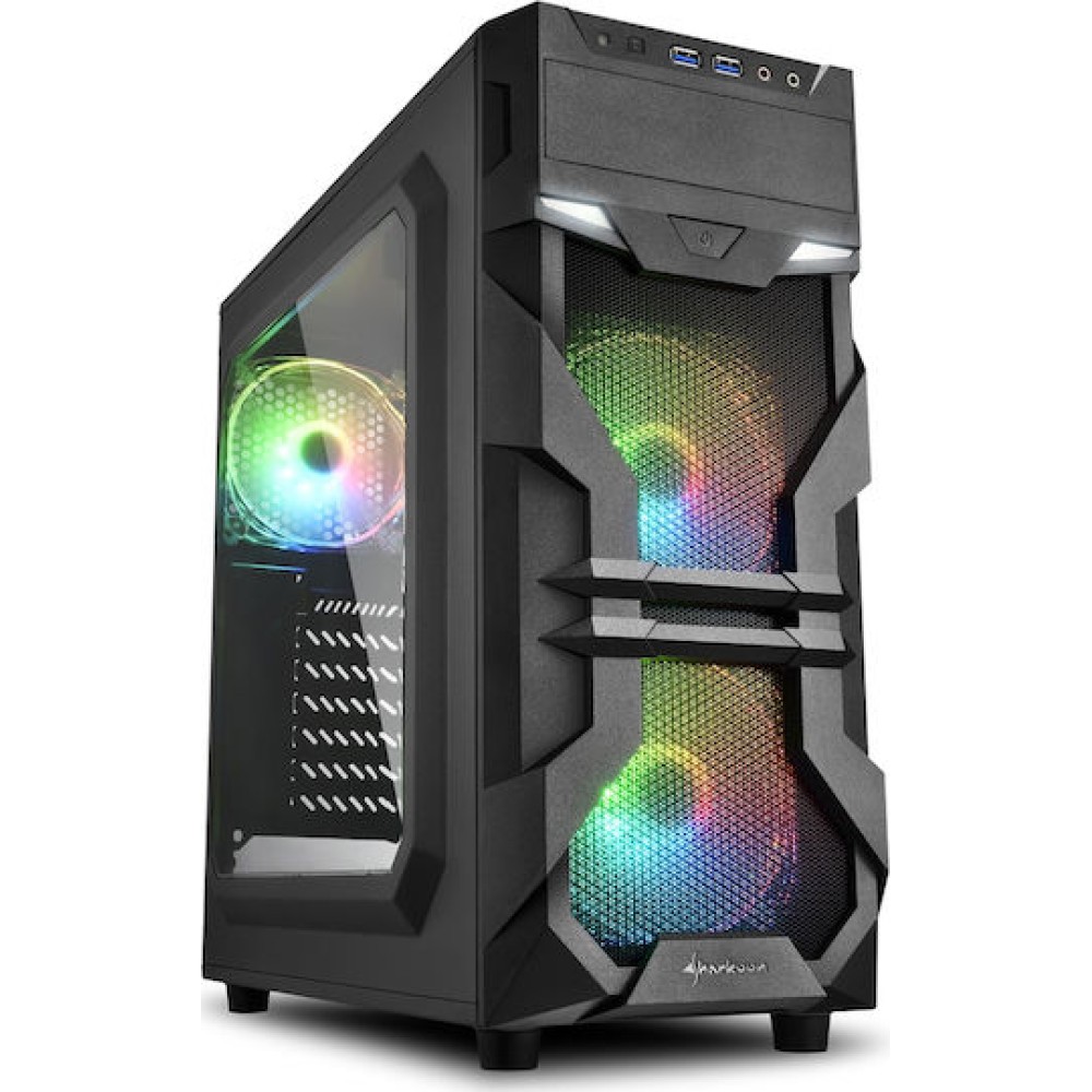 Sharkoon VG7-W RGB Gaming Midi Tower Κουτί Υπολογιστή με Πλαϊνό Παράθυρο Μαύρο