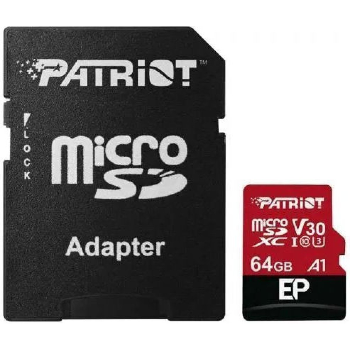 Patriot EP Series microSDXC 64GB Class 10 U3 V30 A1 UHS-I με αντάπτορα