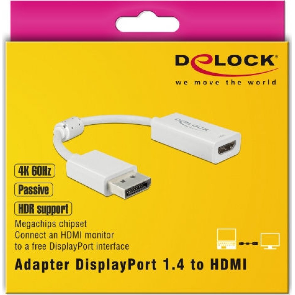 DeLock Μετατροπέας DisplayPort male σε HDMI female Λευκό 1τμχ 63936