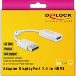 DeLock Μετατροπέας DisplayPort male σε HDMI female Λευκό 1τμχ 63936