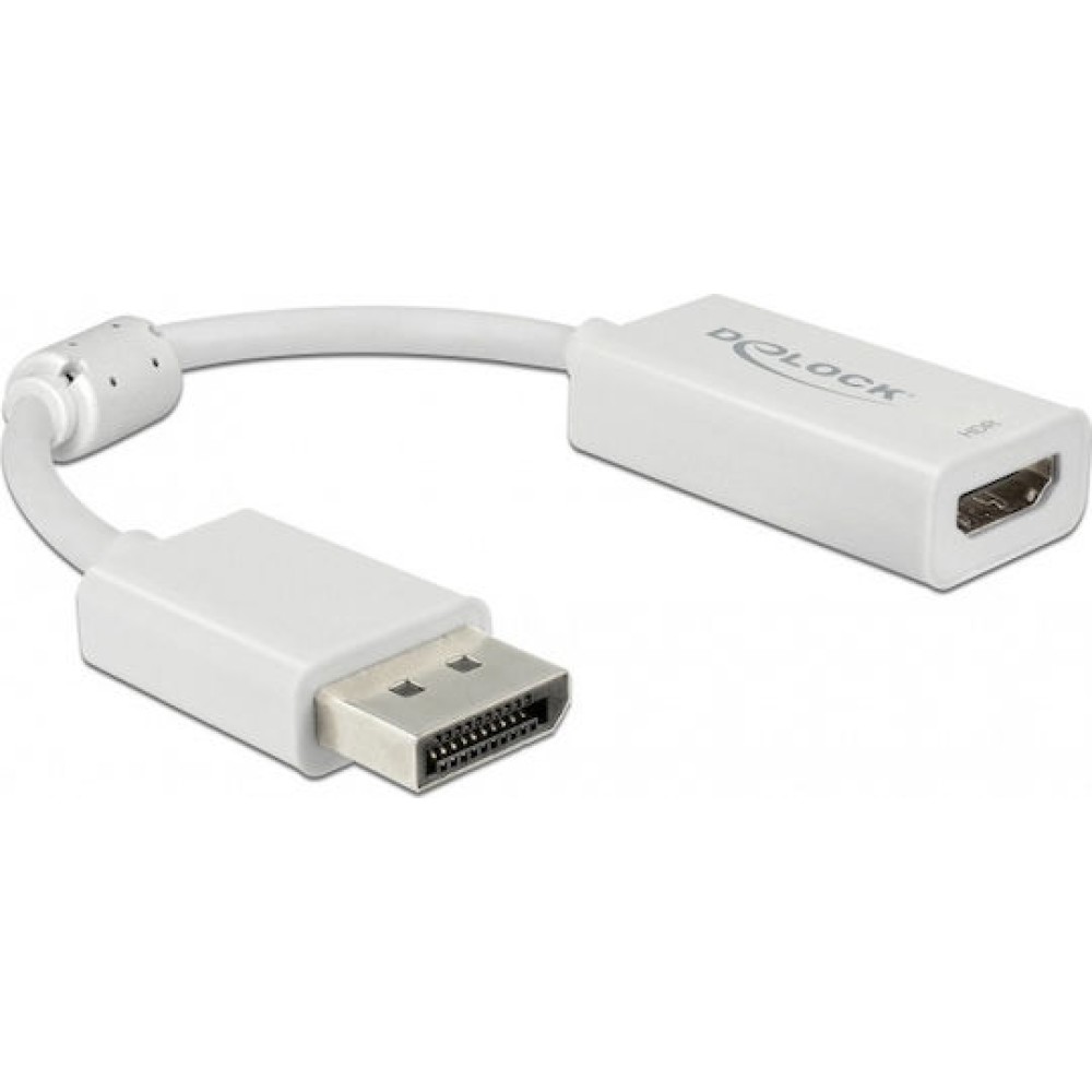 DeLock Μετατροπέας DisplayPort male σε HDMI female Λευκό 1τμχ 63936