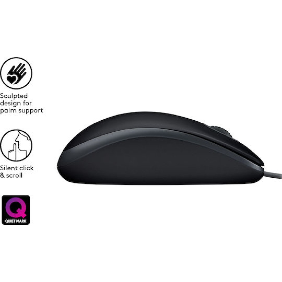 Logitech B110 Silent Ενσύρματο Ποντίκι Μαύρο