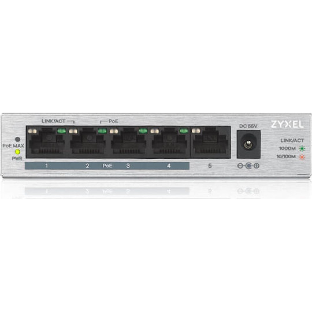 Zyxel GS1005HP Unmanaged L2 PoE+ Switch με 5 Θύρες Gigabit (1Gbps) Ethernet