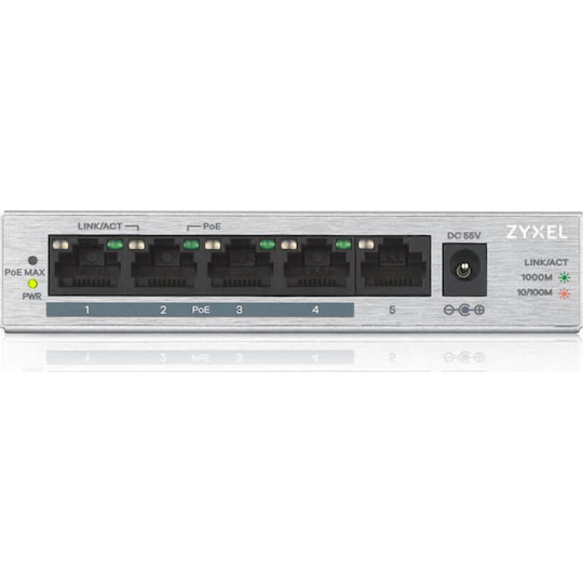 Zyxel GS1005HP Unmanaged L2 PoE+ Switch με 5 Θύρες Gigabit (1Gbps) Ethernet