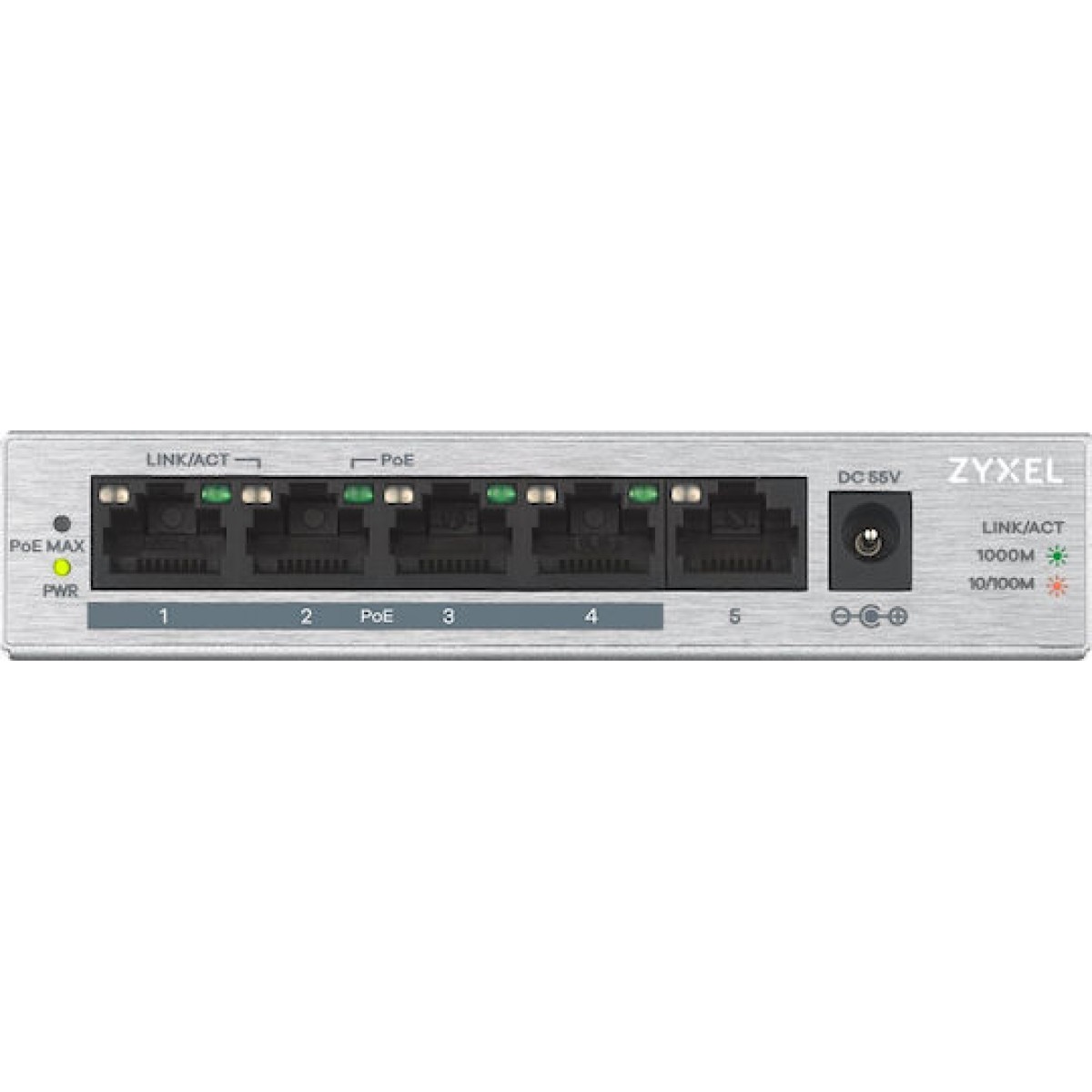 Zyxel GS1005HP Unmanaged L2 PoE+ Switch με 5 Θύρες Gigabit (1Gbps) Ethernet