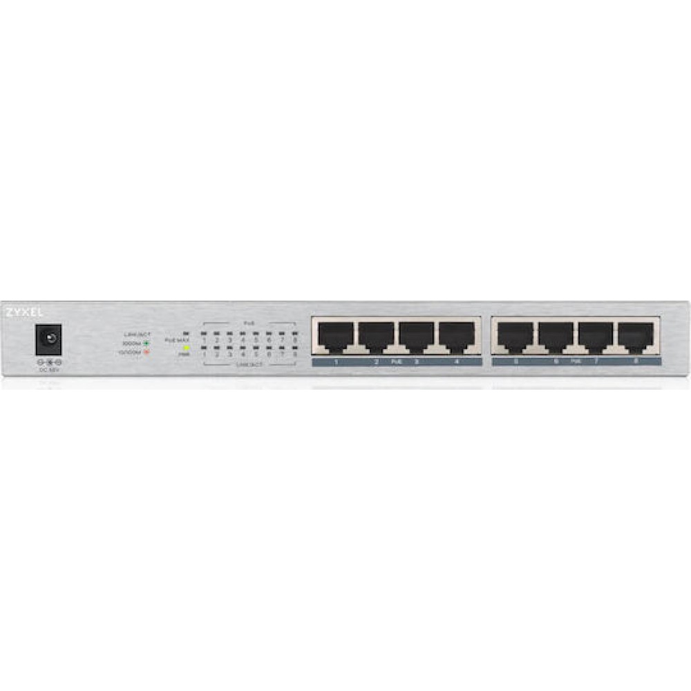 Zyxel GS1008HP Unmanaged L2 PoE+ Switch με 8 Θύρες Gigabit (1Gbps) Ethernet