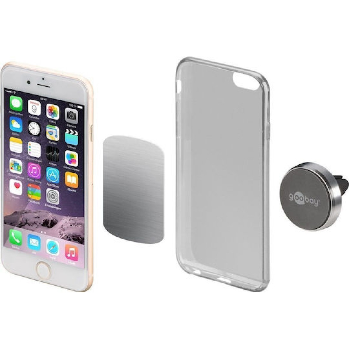 Goobay Βάση Κινητού Αυτοκινήτου Magnetic Bracket Set Slim με Μαγνήτη