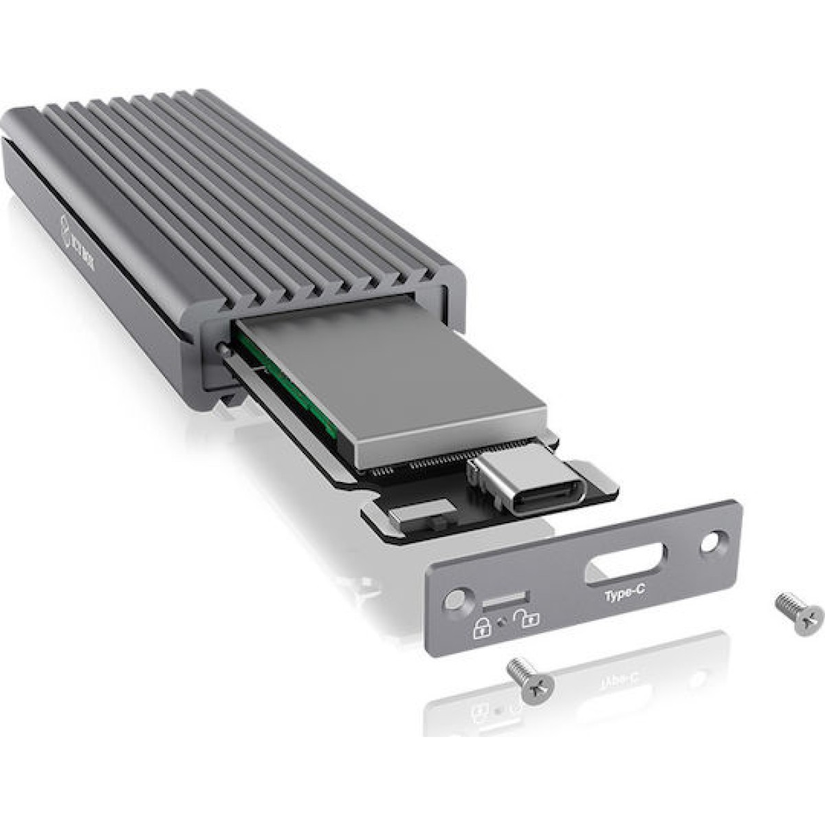 Icy Box Θήκη για Σκληρό Δίσκο M.2 PCI Express NVME με σύνδεση USB 3.1 Type-C σε Γκρι χρώμα