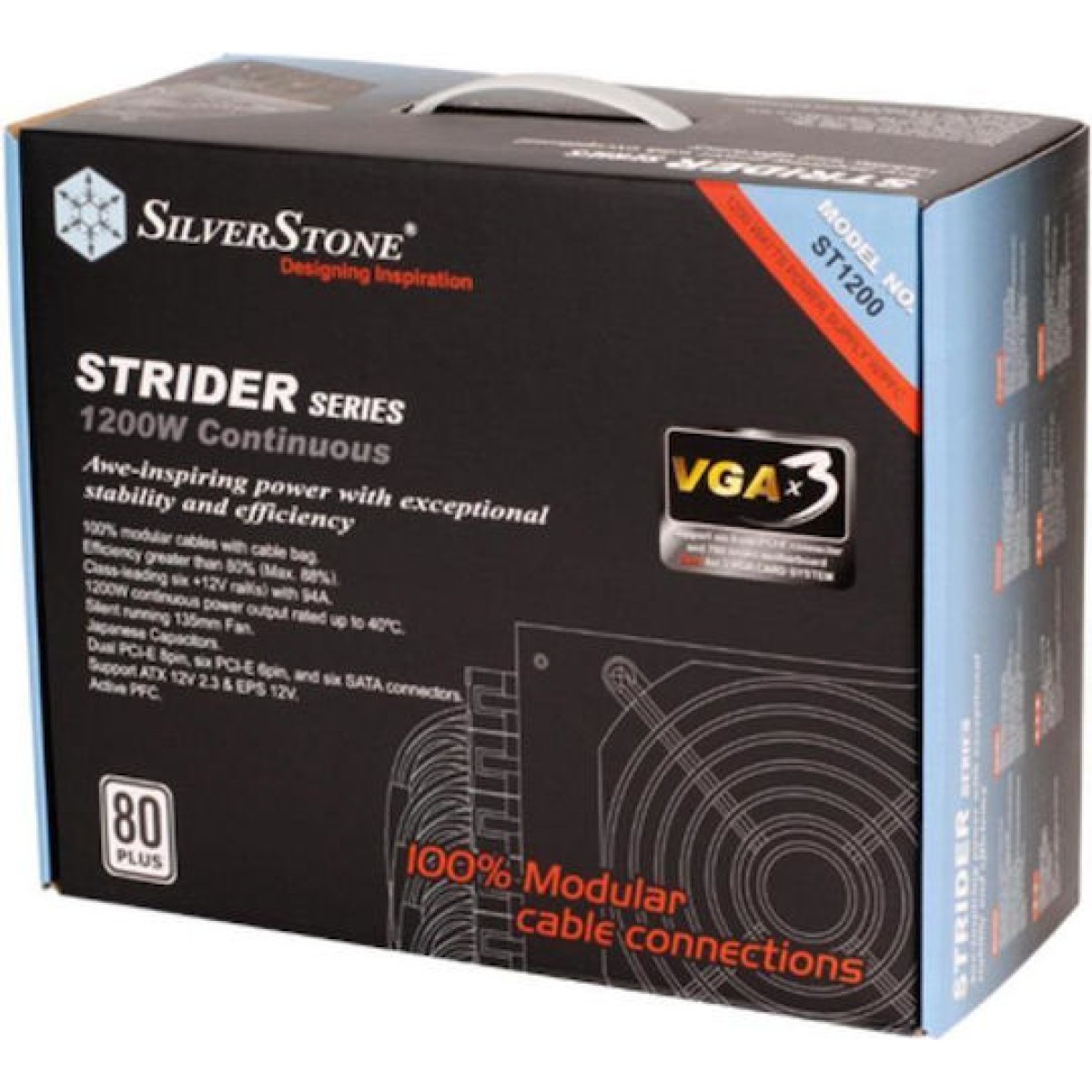 Silverstone 1200W Μαύρο Τροφοδοτικό Υπολογιστή Full Modular 80 Plus Platinum (SST-ST1200)