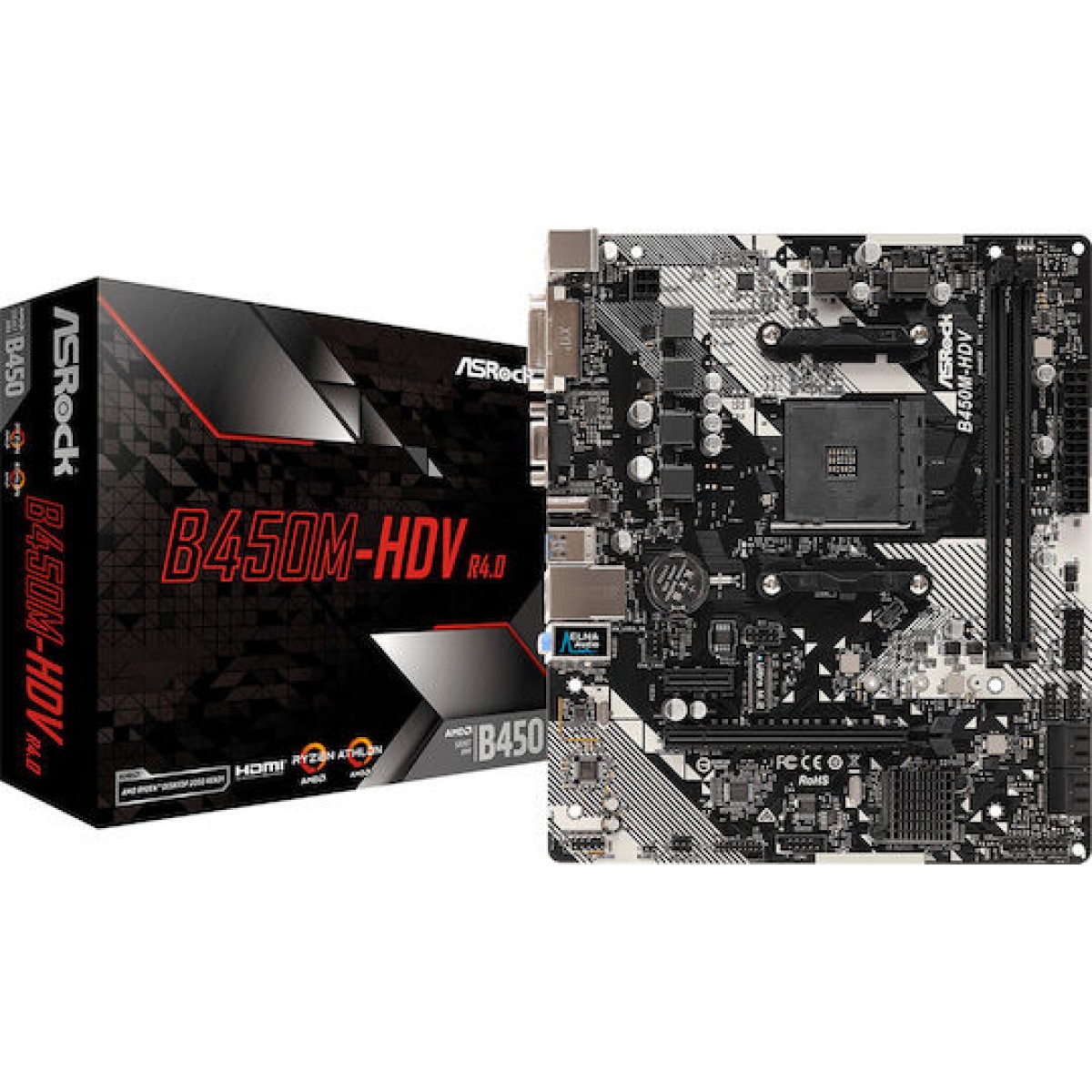 ASRock B450M HDV rev. 4.0 Motherboard Micro ATX με AMD AM4 Socket 90-MXB9N0-A0UAYZ