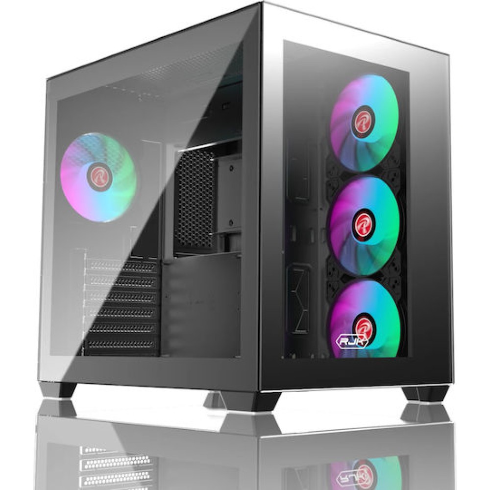 Raijintek Paean C7 TG4 Gaming Midi Tower Κουτί Υπολογιστή με Πλαϊνό Παράθυρο και RGB Φωτισμό Μαύρο