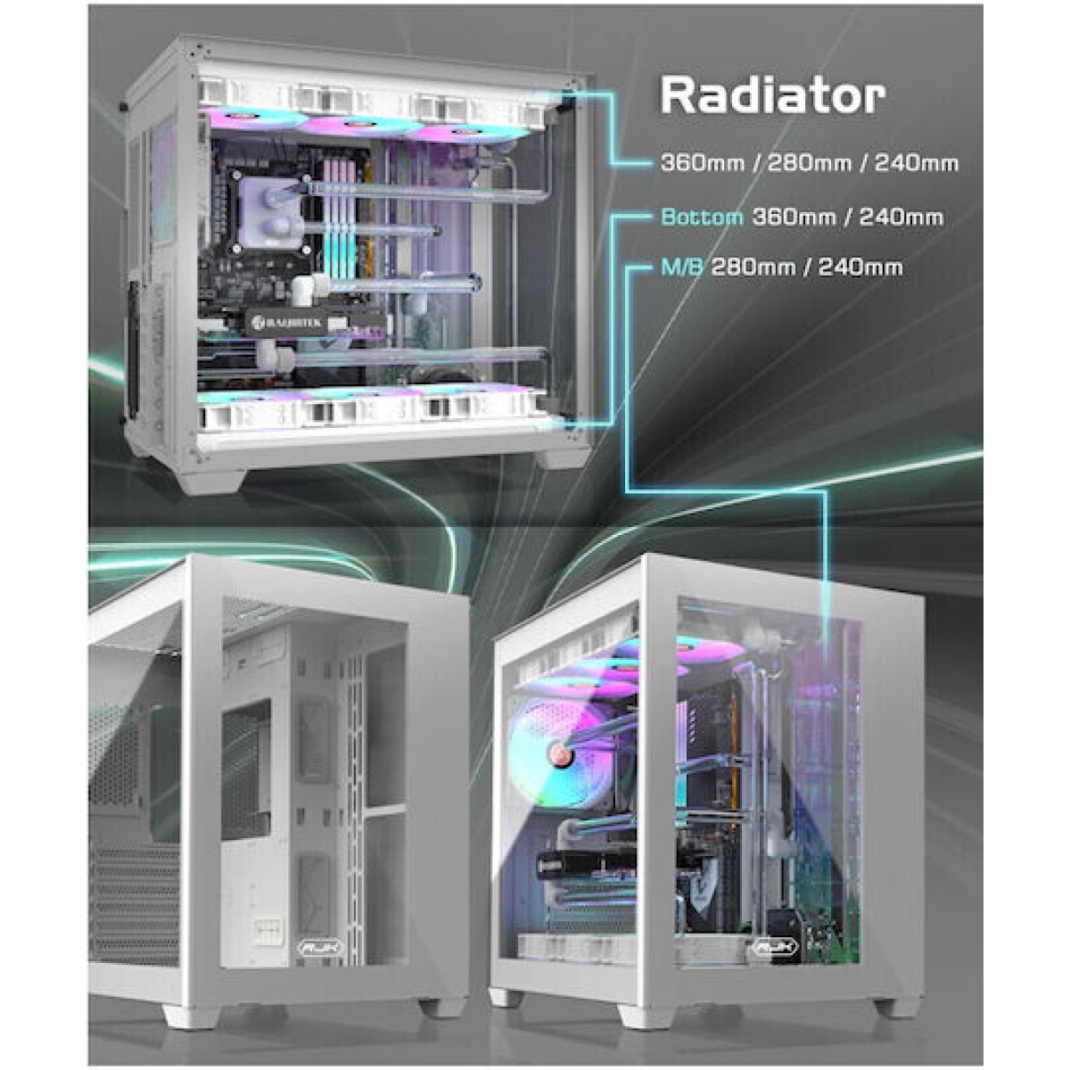 Raijintek Paean C7 TG4 Gaming Midi Tower Κουτί Υπολογιστή με Πλαϊνό Παράθυρο και RGB Φωτισμό Λευκό