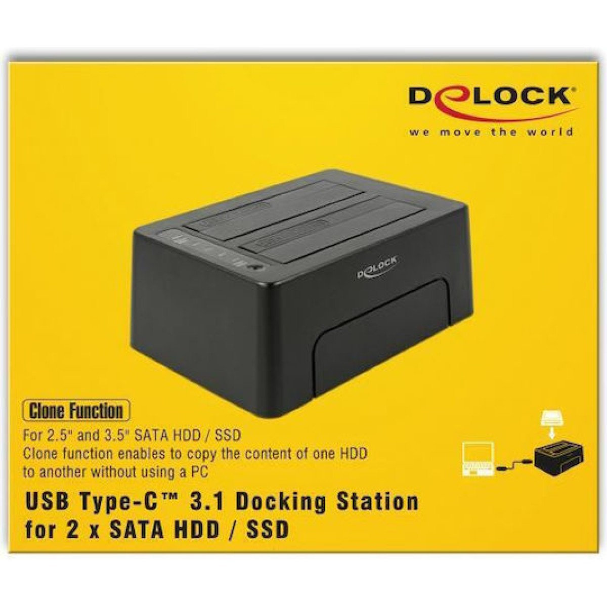 DeLock USB Type-C 3.1 Docking Station Docking Station για 2 Σκληρούς Δίσκους SATA 3.5