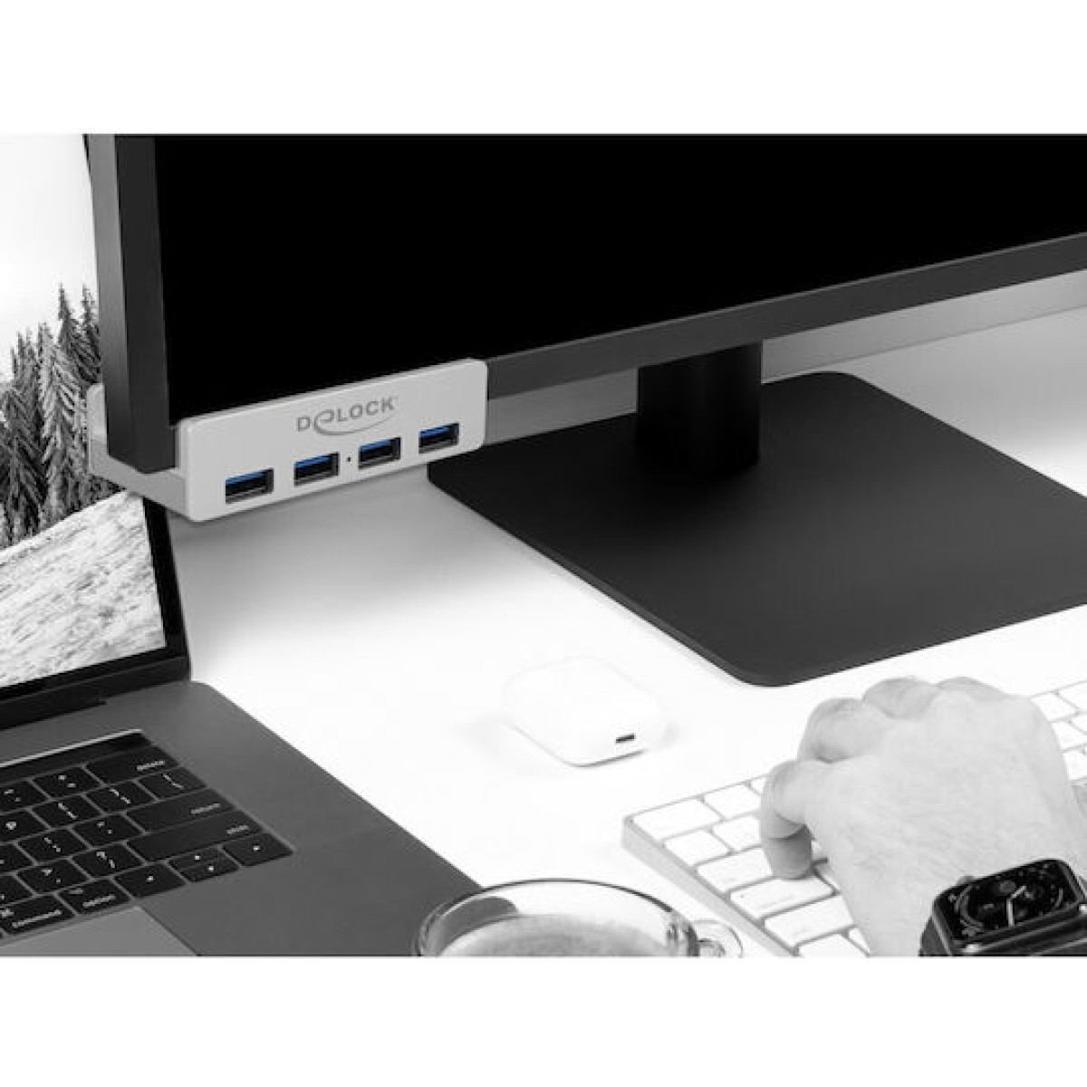 DeLock USB 3.0 Hub 4 Θυρών με σύνδεση USB-A Ασημί